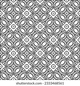 Texture with figures from lines. Black and white pattern for web page, textures, card, poster, fabric, textile. Monochrome graphic repeating design. 