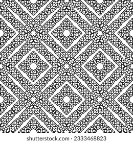 Texture with figures from lines. Black and white pattern for web page, textures, card, poster, fabric, textile. Monochrome graphic repeating design. 