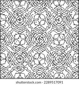 Texture with figures from lines.Abstract grunge background. Black and white pattern for web page, textures, card, poster, fabric, textile. Monochrome graphic repeating design. 