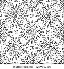 Texture with figures from lines.Abstract grunge background. Black and white pattern for web page, textures, card, poster, fabric, textile. Monochrome graphic repeating design. 