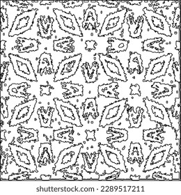 Texture with figures from lines.Abstract grunge background. Black and white pattern for web page, textures, card, poster, fabric, textile. Monochrome graphic repeating design. 