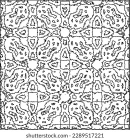 Texture with figures from lines.Abstract grunge background. Black and white pattern for web page, textures, card, poster, fabric, textile. Monochrome graphic repeating design. 