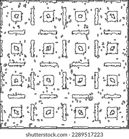 Texture with figures from lines.Abstract grunge background. Black and white pattern for web page, textures, card, poster, fabric, textile. Monochrome graphic repeating design. 