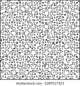 Texture with figures from lines.Abstract grunge background. Black and white pattern for web page, textures, card, poster, fabric, textile. Monochrome graphic repeating design. 