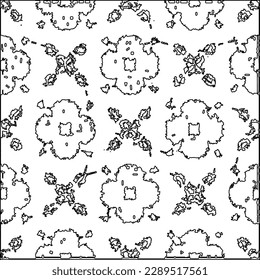 Texture with figures from lines.Abstract grunge background. Black and white pattern for web page, textures, card, poster, fabric, textile. Monochrome graphic repeating design. 