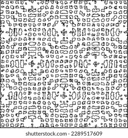 Texture with figures from lines.Abstract grunge background. Black and white pattern for web page, textures, card, poster, fabric, textile. Monochrome graphic repeating design. 
