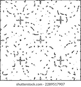 Texture with figures from lines.Abstract grunge background. Black and white pattern for web page, textures, card, poster, fabric, textile. Monochrome graphic repeating design. 