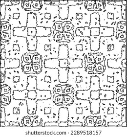 Texture with figures from lines.Abstract grunge background. Black and white pattern for web page, textures, card, poster, fabric, textile. Monochrome graphic repeating design. 