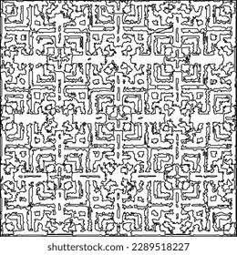 Texture with figures from lines.Abstract grunge background. Black and white pattern for web page, textures, card, poster, fabric, textile. Monochrome graphic repeating design. 