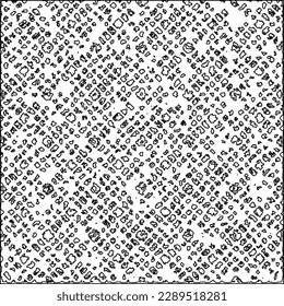 Texture with figures from lines.Abstract grunge background. Black and white pattern for web page, textures, card, poster, fabric, textile. Monochrome graphic repeating design. 