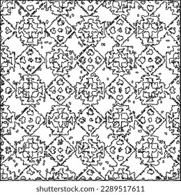 Texture with figures from lines.Abstract grunge texture. Black and white pattern for web page, textures, card, poster, fabric, textile. Monochrome graphic repeating design. 