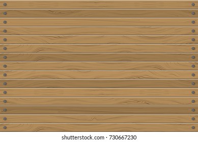 Texture of flat brown wood planks wall, seamless background vector illustration