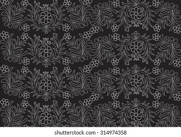 Texture with floral designs on black background