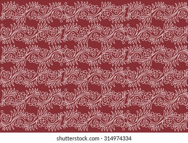Texture with floral designs on dark red background