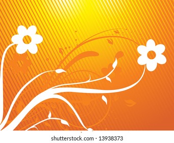 texture flower corner with elements in gradient yellow