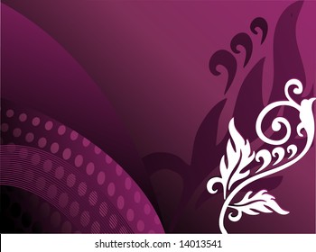 texture flower corner with elements, gradient purple