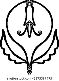 Flor de textura. Gráficos, estilización, linocut. Vector.