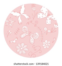 texture with flowers and butterflies.
