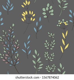 Texture with flowers and plants. Floral ornament. Original flowers pattern.