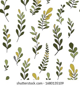 Texture with flowers and plants. Floral ornament. Original flowers pattern.