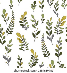 Texture with flowers and plants. Floral ornament. Original flowers pattern.