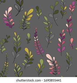 Texture with flowers and plants. Floral ornament. Original flowers pattern.