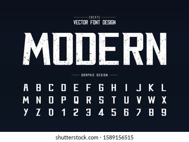 Texture font and alphabet vector, Rough bold modern typeface and letter number design, Graphic text on background