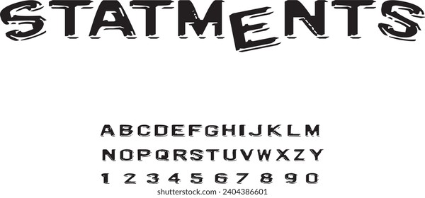  Texture Font. Bold Condensed Display Font with a detailed ink, halftone screen texture. Suitable for larger font sizes.Typography modern.vector illustration