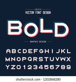 Texture font and grunge alphabet vector, Bold type letter and number design, Graphic text on black background