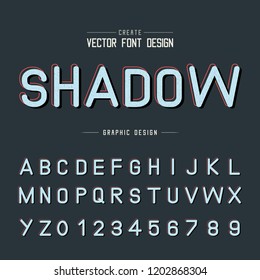 Texture font and grunge alphabet vector, Shadow type letter and number design, Graphic text on black background