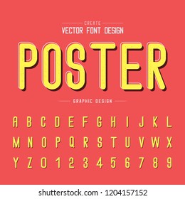 Texture font and grunge alphabet vector, Poster letter and number design, Graphic text on red background