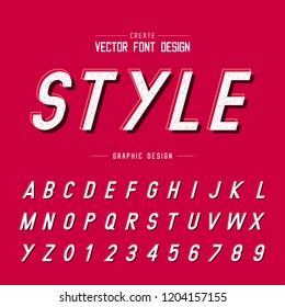 Texture font and grunge alphabet vector, Old letter and number design, Graphic text on red background