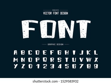 Texture font and grunge alphabet vector, Rough cartoon bold typeface and number design, Graphic text on background