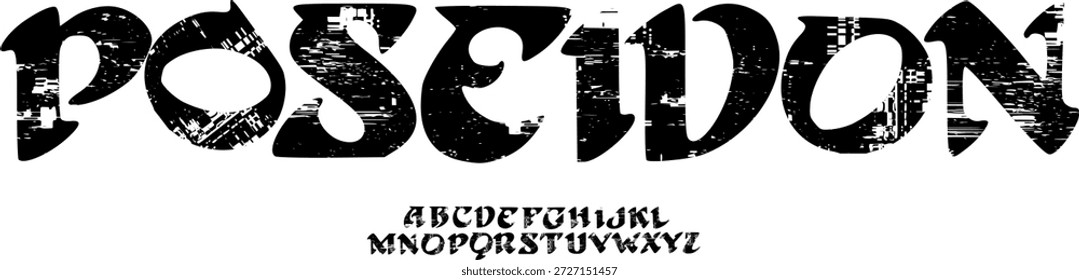 Fuente de textura y Vector del alfabeto grunge, tipografía de diseño áspero, texto gráfico redondo