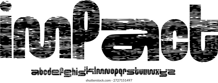 Fuente de textura y Vector del alfabeto grunge, tipografía de diseño áspero, texto gráfico redondo