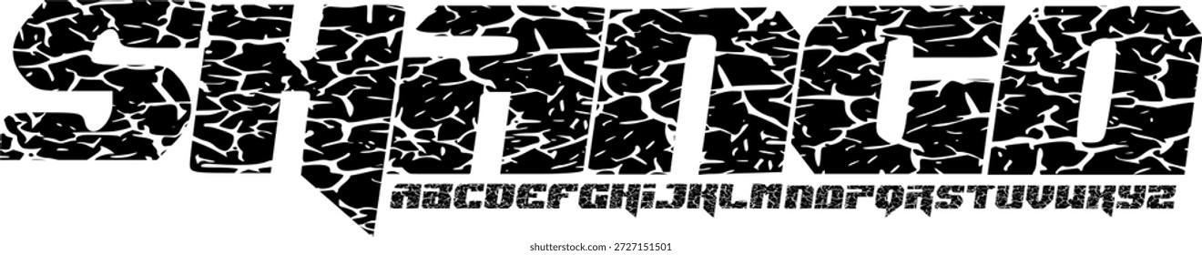 Fuente de textura y Vector del alfabeto grunge, tipografía de diseño áspero, texto gráfico redondo