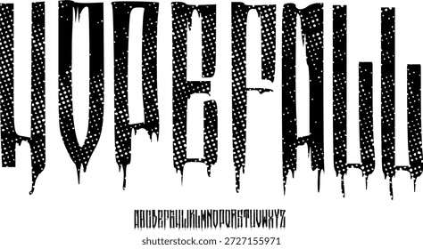 Fuente de textura y Vector del alfabeto grunge, tipografía de diseño áspero Texto gráfico redondo
