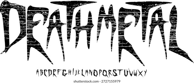 Fuente de textura y Vector del alfabeto grunge, tipografía de diseño áspero Texto gráfico redondo