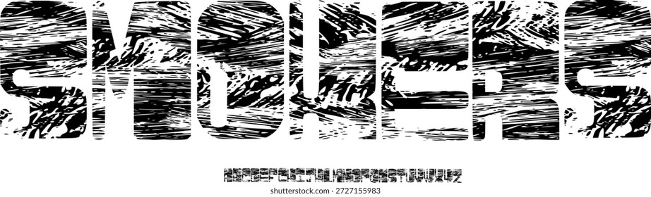 Fuente de textura y Vector del alfabeto grunge, tipografía de diseño áspero Texto gráfico redondo