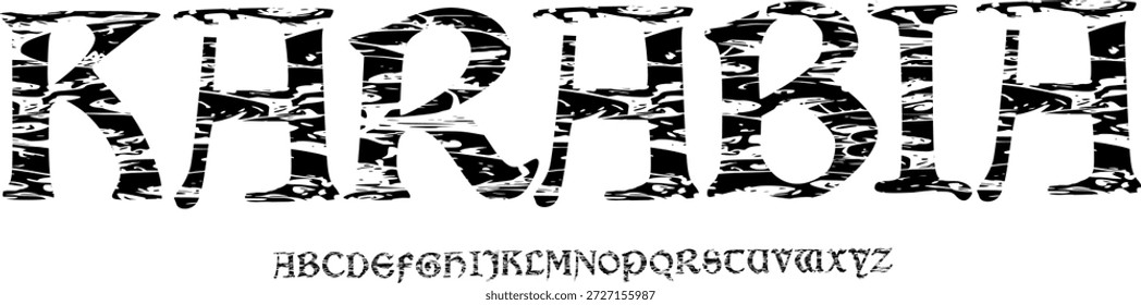 Fuente de textura y Vector del alfabeto grunge, tipografía de diseño áspero Texto gráfico redondo