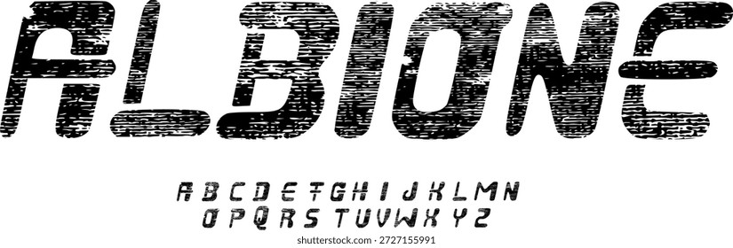 Fuente de textura y Vector del alfabeto grunge, tipografía de diseño áspero Texto gráfico redondo