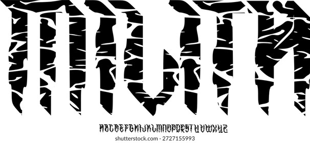 Fuente de textura y Vector del alfabeto grunge, tipografía de diseño áspero Texto gráfico redondo