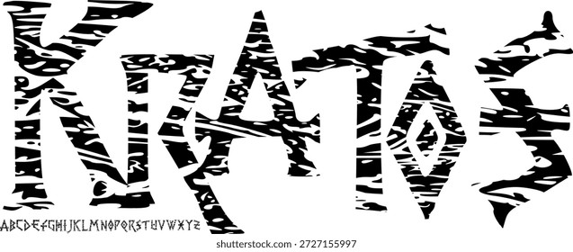 Fuente de textura y Vector del alfabeto grunge, tipografía de diseño áspero Texto gráfico redondo
