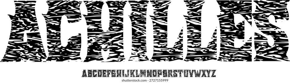 Fuente de textura y Vector del alfabeto grunge, tipografía de diseño áspero Texto gráfico redondo