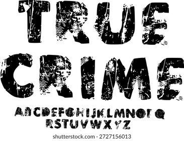 Fuente de textura y Vector del alfabeto grunge, tipografía de diseño áspero Texto gráfico redondo