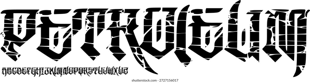 Fuente de textura y Vector del alfabeto grunge, tipografía de diseño áspero Texto gráfico redondo