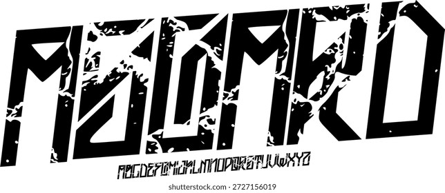 Fuente de textura y Vector del alfabeto grunge, tipografía de diseño áspero Texto gráfico redondo