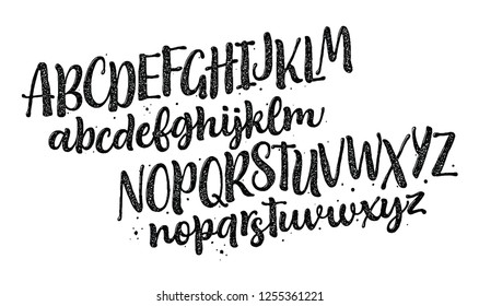 Texture font isolated on white background. Hand drawn typography. Calligraphy typeface for Logo, Poster, Invitation, etc. Vector logo letters. 