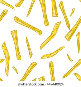 texture food. French fries seamless pattern. Decorative elements for your packing design, Menu.