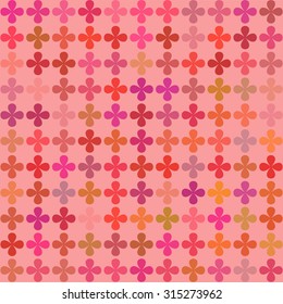 texture of four-leaf clovers red yellow orange shades on a pink background